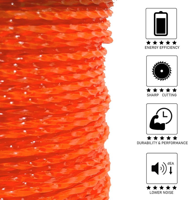 efrozen String Trimmer Line .095-Inch, 381 Feet of Orange Square Twisted Heavy Duty Weed Eater String, Premium Commercial Weed Wacker String Spool Replacement - Image 4